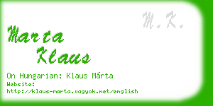 marta klaus business card